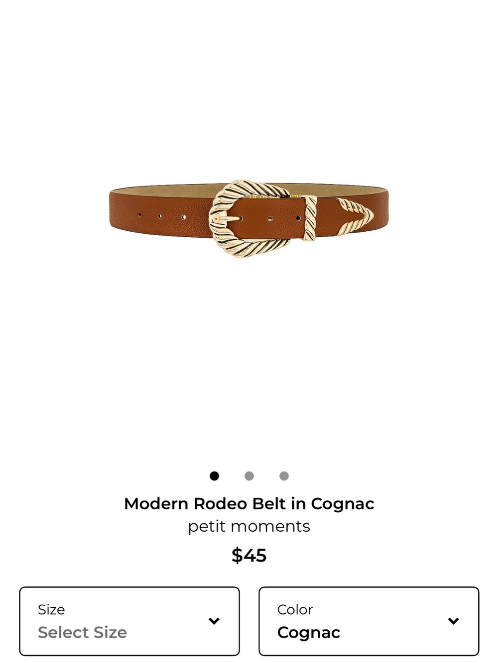 | Revolve | COGNAC Leather Belt with Gold Rope Buckle